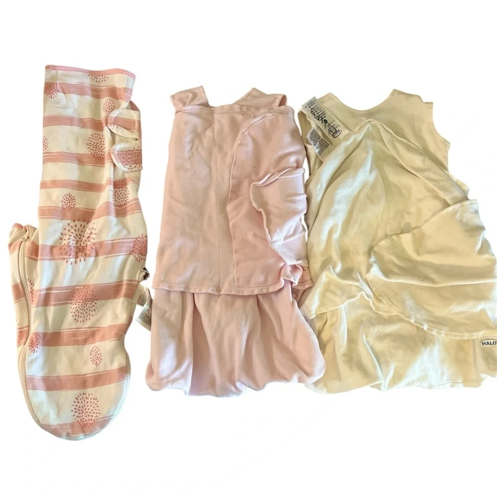 Bundle of 3 Newborn Swaddles – HALO SleepSack & Owen & Tate 0–3M Baby Wraps